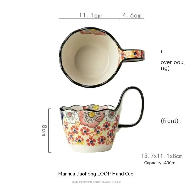 Handmade Large Capacity Painted Irregular Cups - Bellarte Enchanté Handmade Large Capacity Painted Irregular Cups